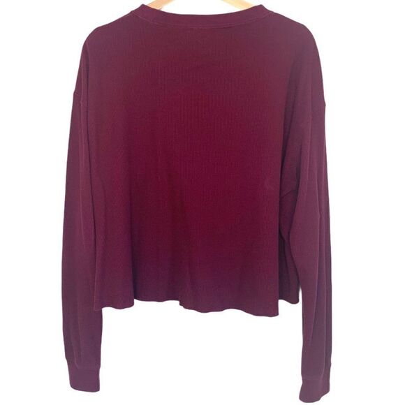 Pink Waffle Knit Raw Hem Crop Top - Picture 6 of 8